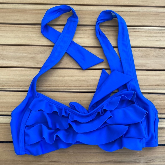Fin Fun Blue Ruffle Bikini Top - Picture 2 of 4